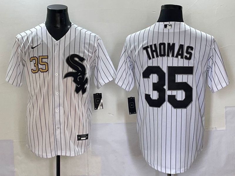 Men 2025 Chicago White Sox #35 Thomas White Stripe Game Nike MLB Jersey style 2